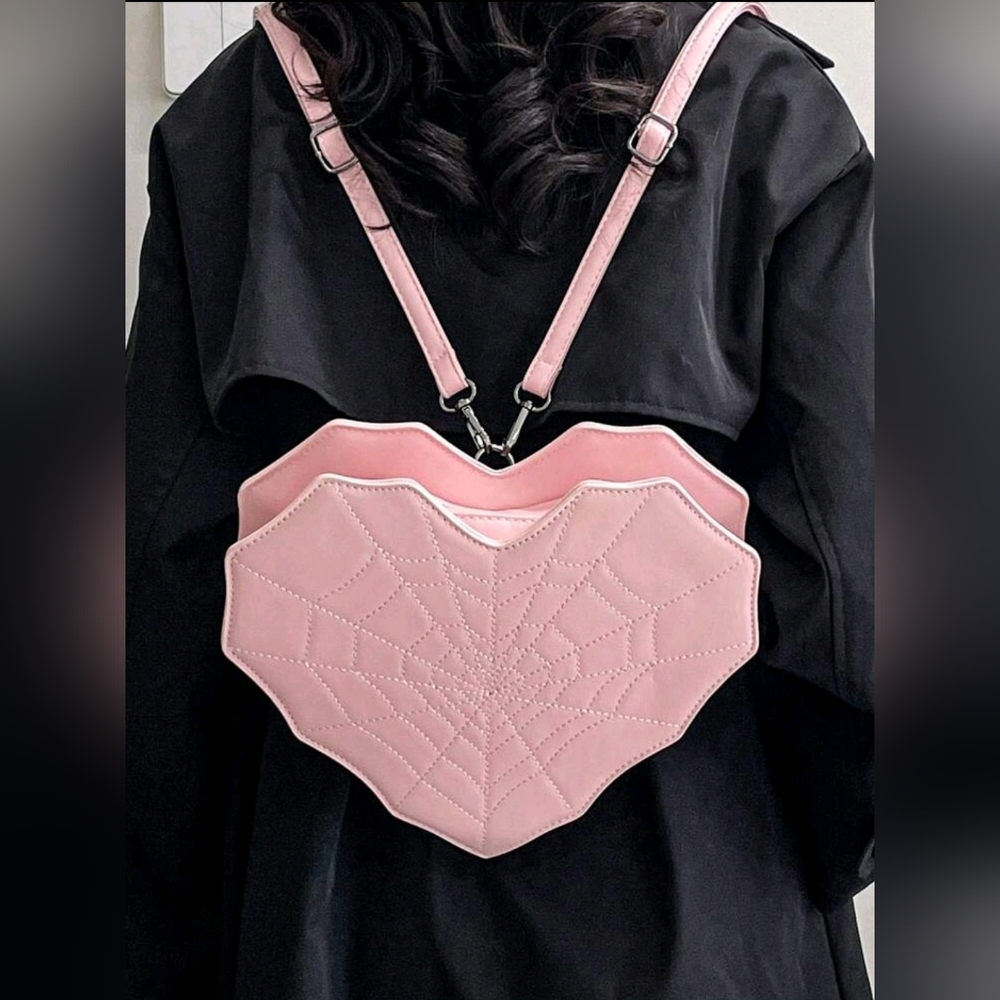 Pink Heart-shaped Spiderweb Valentine's Day Bag